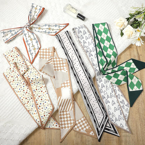 6 Pcs Women's Handbag Scarf Head Scarf for Hair Purse Scarf Handle Ribbon Satin Neck Scarf Neckerchief...