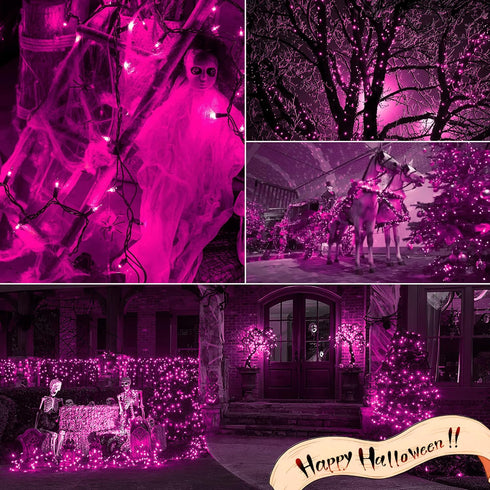MYGOTO Purple Christmas Lights Outdoor, 2Pack 13Feet 50Count Halloween String Lights Connectable 120V Plug in for Outdoor Indoor Garden Party Chri...