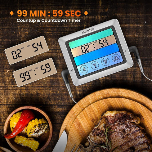 SMARTRO ST54 Dual Probe Digital Meat Thermometer for Cooking Food Kitchen Oven BBQ Grill with Timer Mode and Commercial-Grade Probes...
