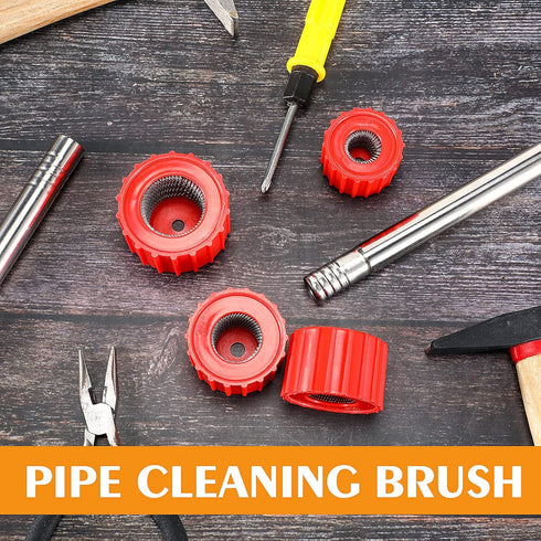 6 Pieces Copper Pipe Cleaners Include 12 Inch, 34 Inch, 1 Inch Handy Sized Plumber, Tube Cleaning Brush for Copper, Red Different Size Copper Pipe...