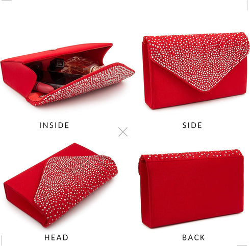Milisente Evening Bag for Women Glitter Rhinestone Wedding Evening Purse Crystal Envelope Crossbody Shoulder Clutch Bags...