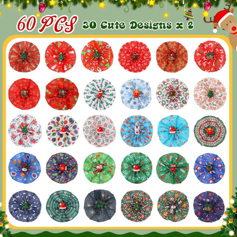 60 Pcs Christmas Dog Collar Flowers Bulk Winter Pet Flower Collar Bow Ties Holiday Dog Accessories Grooming Supplies Puppy Bows Slides Attachment ...