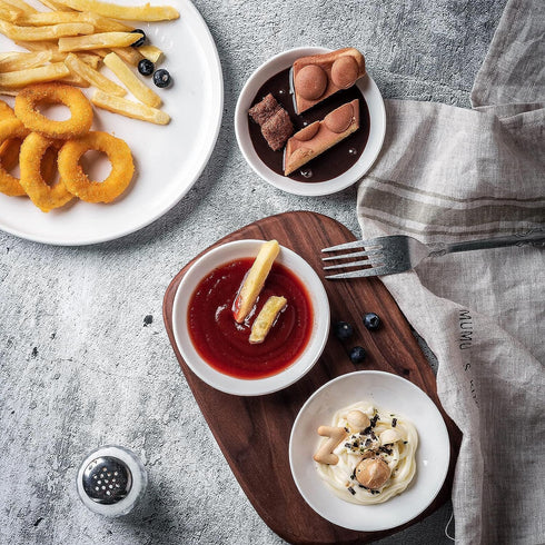 UIBFCWN 3 Oz Ceramic Dipping Bowls, Soy Sauce Dish & Bowl, Small Dipping Sauce Bowls, Flat Cat Dish, Mini Appetizer Plates for Side Dishes, Condim...