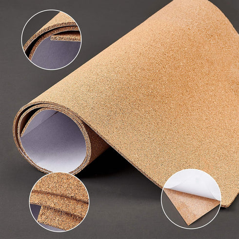BENECREAT 2mm Thick Adhesive Cork Roll Liner, 12x24 Inch Insulation Cork Roll for Bulletin Board, Coasters, Door Signs and Floor Wall Decors...