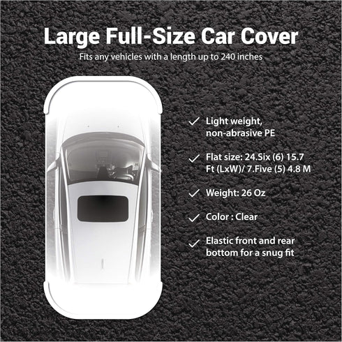 West Lake Universal Clear Disposable Car Cover for SUV, Sedan, Sport Cars, Antique Cars up to 22' x 12'...