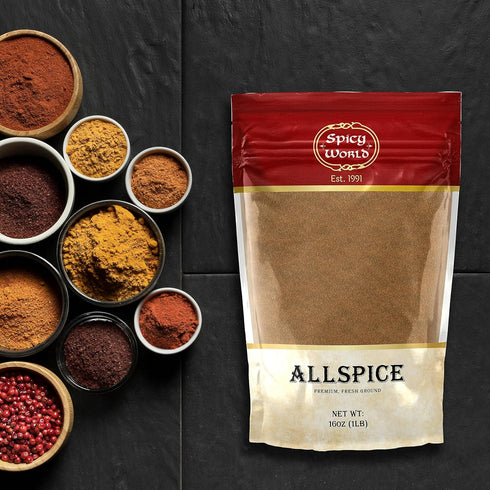 Spicy World Allspice Ground 16 Ounce - Huge 1 Pound Value Pack - All Spice Powder...