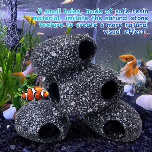 Hamiledyi Cichlid Rock Cave Betta Hideout Resin Aquarium Decoration Caves Small Fish Shelter Stone Hideaway Resin Fish Tank Accessories Ornaments ...