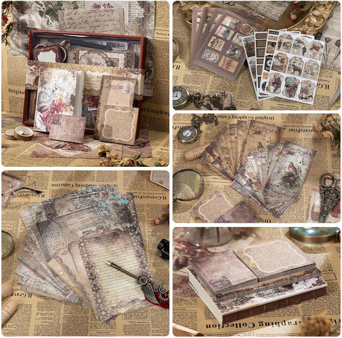 ALKALO Vintage Scrapbooking Kit(202pcs), Garden Slow Time Series with Journaling/Scrapbooking Supplies,Stationery,A6 Notebook,Aesthetic DIY Gift f...