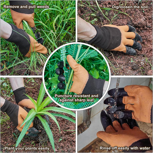 2 Pairs Pack Garden Gloves with Claws for Digging, Planting, and Raking, Best Gift for Gardener, Duty Latex and ABS Gloves, No Slip Off Comfortabl...