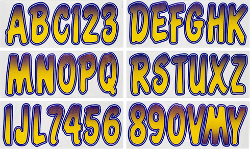 Hardline Products Series 200 Factory Matched 3-Inch Boat & PWC Registration Number Kit, Yellow/Purple - YEPUG200...