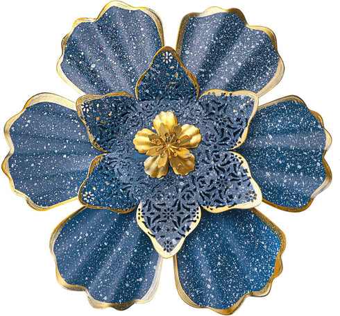 EASICUTI Blue Metal Flower Wall Decor Boho Metal Wall Art Decorations Hanging for Indoor Outdoor Home Bathroom Patio Fence Garden Bedroom Living R...