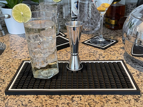 Highball & Chaser Bar Mat 12in x 6in. 1cm Thick Durable and Stylish Bar Mat for Spills, Service Mat for Coffee, Bars, Restaurants CounterTop Dish ...