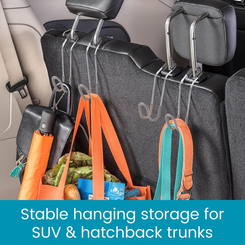High Road Car Hooks for Purses and Bags with Leather Trim - Unbreakable Headrest Car Hooks for Large Purse Straps and Heavy Bags up to 40 lbs - Se...