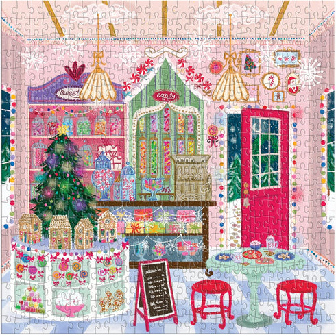 Galison Gingerbread Cottage – 500 Piece Joy Laforme House Shaped Jigsaw Puzzle Featuring Beautiful Artwork of A Christmas Gingerbread Bakery...