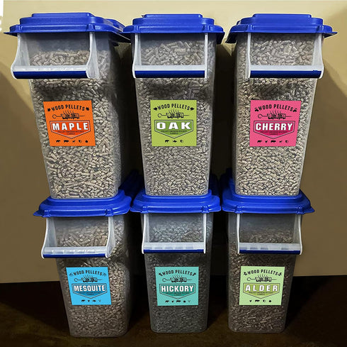 Smoker Grill Pellet Label Stickers, for Wood Pellet Storage Containers, Pasted on Pellet Storage Bucket for Easy Identification of Pellets of Diff...