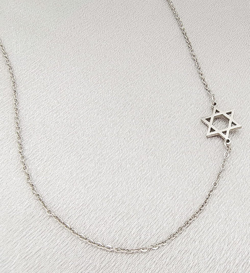 RUIZHEN Stainless Steel Sideways Star of David Choker Necklace for Girls...