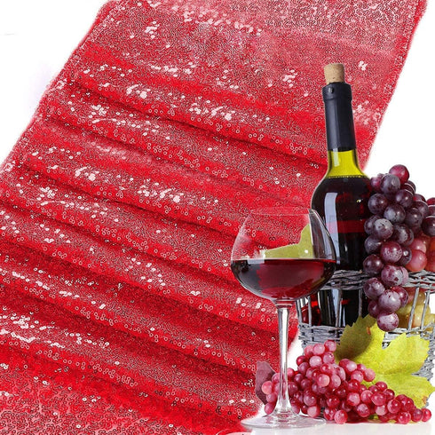 yuboo Red Sequin Table Runners,Glitter Table Runner 2 Pack 12''x108'' for Mother's Day/4th of July/Girls' Birthday Party/Wedding/Bridal Baby Showe...