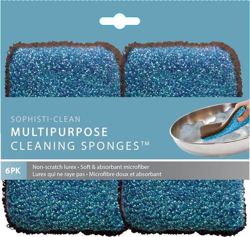 Dual-Sided Sponges, 6 Pack, White, 4 Count...