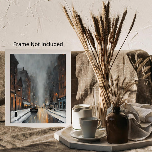 Posterizer 1 pcs-beautiful city in winter-in oil painting style -3-Landscape & Nature Art-GIft for Men Women Teens-Dining Room Decor- unframed wal...