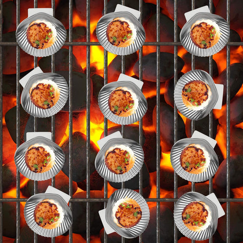 Outset Grillable Shells, All Purpose Grillable Stainless Steel Sea Shells, Set of 12...
