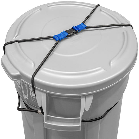 ENCASED Trash Can Lock for Animals/Raccoons, Bungee Cord Heavy Duty Large Outdoor Garbage Lid Lock ((Does NOT Include Trash Can))...