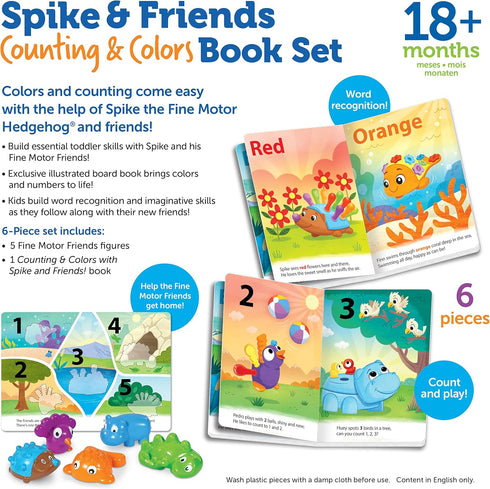 Learning Resources Spike and Friends Counting & Colors Book Set - Ages 18+ Months,6 Pieces,Toddler Learning Toys, Color and Counting Teaching Toys...