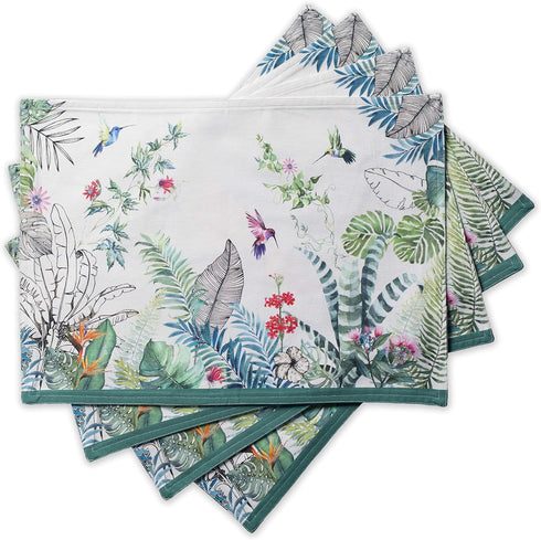 Maison d' Hermine Placemats Set of 4 100% Cotton Washable Cloth Place Mats, Reusable Table Mats for Kitchen Dining Decoration, Party, Wedding, Res...