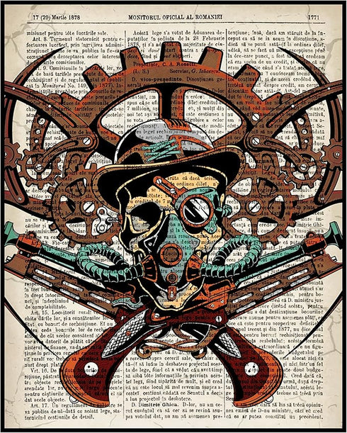 Posterizer 1 pcs-Steampunk Gothic Skull Dictionary Art-Retro Art-Fantasy & Fiction Art-Gift for Steampunk or Goth Fans-Gifts for Men-Living Room B...