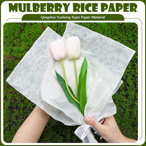A4 Mulberry Paper Sheets Natural Fiber Rice Paper Handmade Decoupage Paper Sheets Art Tissue Washi Paper DIY Art Craft Origami for Kids Adults Gif...
