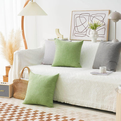 Home Brilliant Green Throw Pillow Covers 18x18 Linen Decorative Spring Pillow Covers Sage Green Sofa Cushion Covers for Couch Bed Decor, 18 x 18 i...