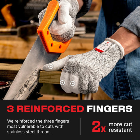 NoCry Cut Resistant Work Gloves for Women and Men, with Reinforced Fingers; Comfortable, 100% Food Grade Kitchen Cooking Gloves; Ambidextrous Safe...