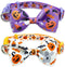 Halloween Dog Collar with Bow Tie, Holiday Pumpkin Jack-O-Lantern Collar for Small Medium Large Dogs Pets Puppies...
