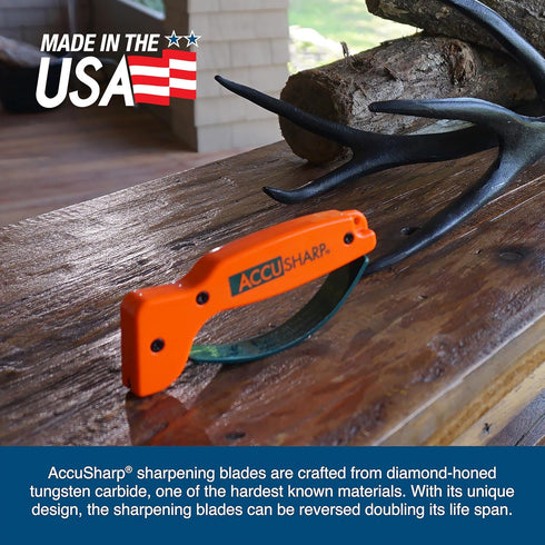 AccuSharp Knife Sharpener, Ergonomic Comfortable Handle, Compact & Easy to Use, Restore and Hone Straight & Serrated Knives, Blaze Orange...