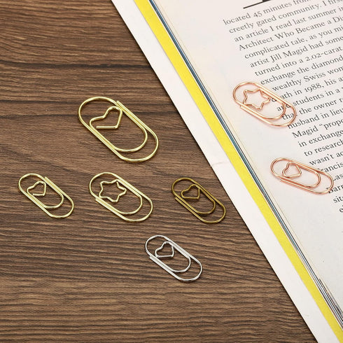 MECCANIXITY Paper Clip Heart-Shaped Cute Decorative Fun Clips Bookmarks 1.2 Inch Gold Tone for Organize Office Home, Pack of 20...