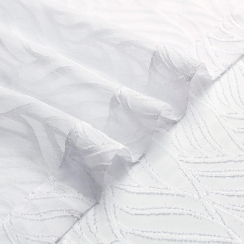 Marilyn 2PCS White Sheer Valances for Windows 14 Inches Long, Light Filtering Soft Clip Jacquard Textured 3D Leaf Curtains for Bathroom Bedroom Ba...