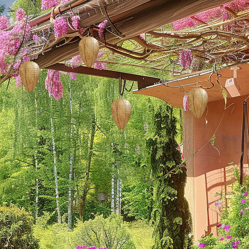 DECYOOL 8 Pack Mini Size Wasp Nest Decoy Hanging Fake Wasp Nest for Wasps Hornets Yellow Jackets...