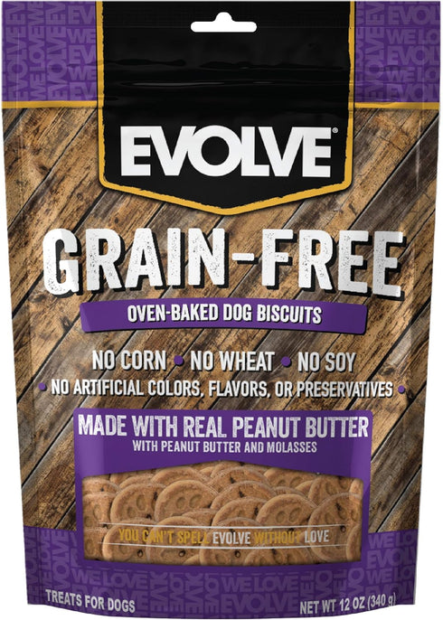 Evolve Grain Free Dog Biscuits with Real Peanut Butter and Molasses...