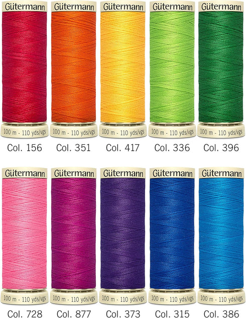 Gutermann Sew-All Colorful Set 100% Polyester Thread Set 10 x 100m Reels...