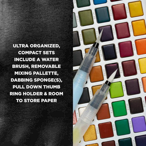 SAKURA Koi Pocket Field Sketch Kit Creative Art Colors - Watercolor Sets for Painting On the Go - 24 Unique Colors - 1 Water Brush - 2 Sponges - 1...