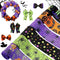 6 Rolls 30 Yards Halloween Wired Edge Ribbons Bat Spider Web Printed Ribbon Witch Legs Hat Skull Pumpkin Ribbons Halloween Decorative Wrapping Rib...