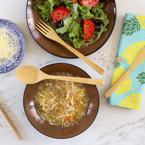 Totally Bamboo Take Along Reusable Bamboo Utensil Set with Straw, Dishwasher Safe, Pineapple Design...