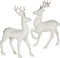Set of 2 Holiday Reindeer Figures: 12.5 Inches Glitter Reindeer Decor by RAZ Imports (Silver)...