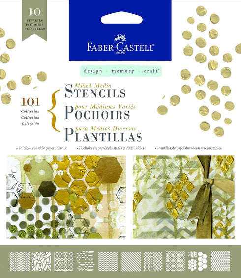 Faber-Castell Mixed Media Paper Stencils - 101 Collection - 10 Reusable Graphic Stencils...