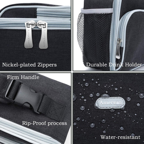 Amersun Lunch Box for Men - Sturdy Insulated Lunch Bag with 2 Pockets & Padded Liner Keep Food Warm Cold for Long Time,Water-resistant Thermal Lun...