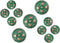 Bezelry Green Cyan Antique Copper Clover Metal Blazer Buttons Set. (Set 15mm and 23mm)...