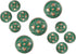 Bezelry Green Cyan Antique Copper Clover Metal Blazer Buttons Set. (Set 15mm and 23mm)...