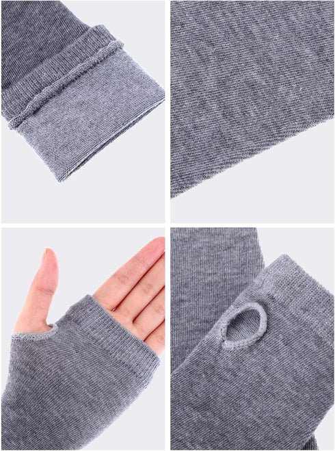 Bememo 4 Pairs Punk Gothic Long Fingerless Gloves Knitted Arm Warmer Elbow Length Thumb Hole Gloves...