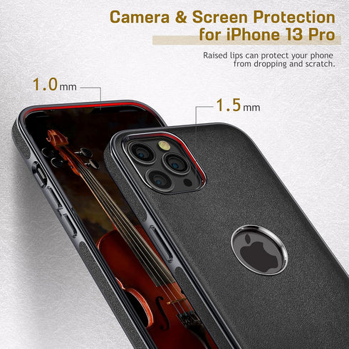 LOHASIC for iPhone 13 Pro Leather Case, Slim Luxury Men Women Business PU Cover Soft Non-Slip Grip Shockproof Anti-Scratch Full Body Protective Ph...