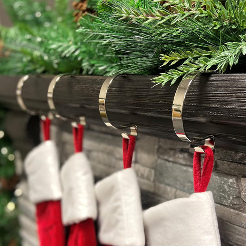 Haute Decor The Original MantleClip Stocking Holder, 4 Pack (Silver) Hang Christmas Stockings, Lights, Garland securely from Fireplace mantels and...