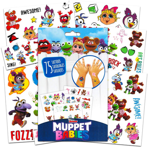 Disney Muppet Babies Tattoos Party Supplies Pack ~ 75 Muppets Temporary Tattoos Featuring Kermit, Fozzie, Miss Piggy and More (5 Sheets, Muppet Ba...